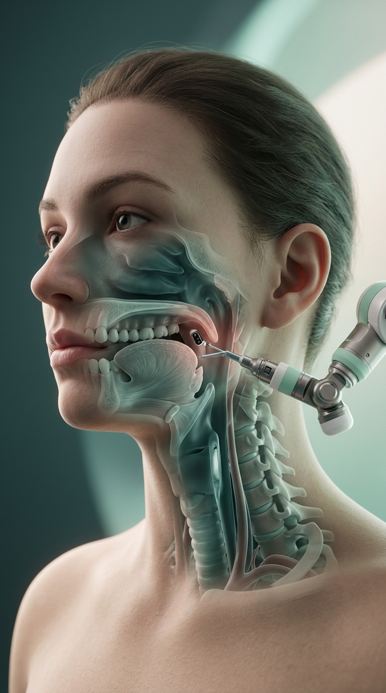 Ilustração sobre cirurgia robótica aplicada às vias aéreas